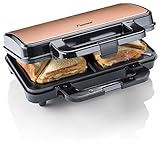 Bestron ASM90XLCO XL Sandwichmaker, Antihaftbeschichteter Toaster für 2 Sandwiches, 900 Watt, Schwarz/Kupfer, M