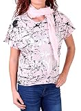 Madonna T-Shirt Damen VERENNA Oversize Allover Print Shirt mit Halstuch MF-741144 Rosa S