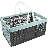com-four® Klappbox mit Henkeln 16l - Transportbox mit Griffen - Stabile Aufbewahrungsbox - Einkaufskorb zusammenklappbar - 20 x 40 x 27 cm (01 Stück - Pastell-türkis)