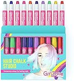 GirlZone Geschenke für Mädchen - Haarkreide-Set für kleine und große Mädchen - Auswaschbare Temporäre Haarfarben Geschenke für Kinder - 10 x Haarfärbestifte - Auswaschb