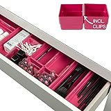 Hausfelder Make-up & Schmink Organizer Set in Pink - Schubladen Schminktisch Kosmetik Ordnungssystem zur Aufbewahrung, variabel aus Kunststoff (Set 10.1 Pink)