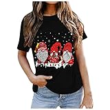 TTlove Damen Short Sleeve Tee Tops Weihnachten Bedruckt Kurzärmliges Atmungsaktives Blouse Laufshirt für Frauen ultraleichtes T-Shirt T