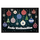 trendaffe - Frohe Weihnachten Fußmatte XXL mit Christbaumkugeln M