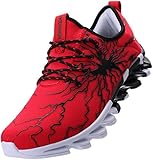 BRONAX Herren Sportschuhe Schnürschuhe Atmungsaktiv Moderne Freizeit Sneaker Schuhe Outdoor Laufschuhe Low-Top Bequeme Turnschuhe Walkingschuhe Männer Jungen Rot Schwarz 43 DE (44 FR)