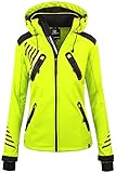 Rock Creek Damen Softshell Jacke Outdoorjacke Windbreaker Übergangs Jacke - Neongelb - 42/XL