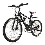 VIVI 26“Elektro-Mountainbike 250W Elektrofahrrad 36V 8Ah Abnehmbare Batterie E-Bike 25KM/H 21 Gangschaltung Erwachsene E-Bike(schwarz)