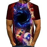 Kurzarmhemden Herren，Herrenmode 3D Galaxy Bedruckte T-Shirts ， Kurzarm-T-Shirt Mit Rundem Hals, Lässige T-Shirts, Atmungsaktive T-Shirts - XXXXL