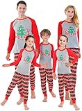 Familien-passender Weihnachtspyjama für Jungen und Mädchen, Schneemann, Nachtwäsche für Kinder, PJs, Herren und Damen, 2-teiliges Set - Blau - Larg