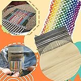 goodjinHH Klein Webstuhl - DIY Holz Webrahmen Webwerkzeug - Stopfwerkzeug mit Kunststoffscheibe 10/12/28 Haken - für Nähen und Stricken - Idea für Anfänger Profis Erwachsene (28 Haken, 19x12.6cm)