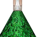 PALHERU 3D Grüner Rasen Teppiches Anti-Rutsch-Unterlage Vintage Kücheläufer,4-Blättriges Gras Laufgefühl Robust & Pflegeleicht Weicher Kurzflor,1 x 4