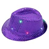 Wankd led hut, Party Hut mit Pailletten und LED Beleuchtung, Unisex-Erwachsene, Einheitsgröße (Lila)