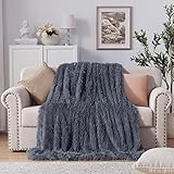 NexHome Weiche Zotteldecke aus Kunstfell, Queen-Size-Größe 198.1 x 228.6 cm, flauschig, gemütlich, leicht, bequem, Mikrofaser, lang, Kunstfell, dekorative Decken für Sofa, Foto-Requisiten, hellg