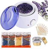 Wachswärmer Wax Warmer Wax Heater Wachserhitzer Hair Removal Waxing Wachsgerät Heisswachs Haarentfernung mit 4 Wachsbohnen, 20 Holzspateln, 5 foil bowls- Augenbraue Gesicht Achsel Bikini Bein zu H