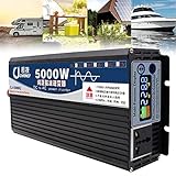 3000W/4000W/5000W Pure Sine Wave Power Inverter 12V 24V DC to 110V 220V AC with USB Ports for Freezer Washing Machine Microwave Oven Water Pump Induction Cooker Electric Tools 5000W-48 (5000w 24Vto22