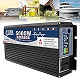 3000W/4000W/5000W Pure Sine Wave Power Inverter 12V 24V DC to 110V 220V AC with USB Ports for Freezer Washing Machine Microwave Oven Water Pump Induction Cooker Electric Tools 5000W-48 (5000w 24Vto22