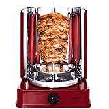 Syntrox Germany Dönergrill mit drehbaren Außenspießen und 120 Minuten Timer Rot ROQ-1400W-R