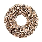COURONNE Türkranz mit Aufhängevorrichtung 30cm in White wash, gefertigt aus Bakuli-Früchten - Deko aus Naturmaterialien als Herbstdeko im Shabby chic Desig
