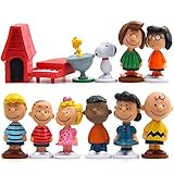 Snoopy Figures Set 12 Stück Erdnuss-Comics Geburtstags Party liefert Cupcake Figuren Party Kuchen Dekoration Cake Topper Lieferungen Snoopy Shadow Tails Charaktere Fig