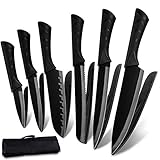 profi messer Edelstahl-Messer-Set mit 8 Taschen Rolltasche Schwarz-Edelstahl-Klinge Ergonomischer Griff Kochmesser Koch Küchenmesser (Color : Cooking Knife)