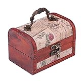 wangYUEQ Weinlese-Retro-Holzkiste mit Sperre-Aufbewahrungsbox-Schatztruhe Schmuck Aufbewahrungsbox Armband Ohrringe Fall Makeup Org