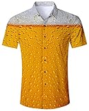 Goodstoworld Kurzärmlige Hemd Herren Oktoberfest Kurzarm Hemden Orange Männer Hawaiihemd Slim Fit Freizeit Outdoor S