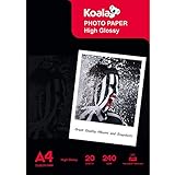 Koala Inkjet Hochglänzend Fotopapier DIN A4, 240 g/m², 20 Blatt, für Canon HP Epson Tintenstrahldruck