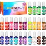 Gifort Epoxidharz Farbe, UV Harz Farben - 24 Farben Flüssiger transparenter Epoxid UV Harz Farbstoff für DIY Schmuckherstellung - Konzentriertes Harz Farbpigment für Farben, Kunsthandwerk - je 10