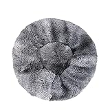 UKKO Hundebett Runder Hundebettkissen Weiche Plüschkatze Betten Für Hundekatze Winter Pet Kennel-Gradient Gray,100C