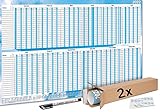Terminal A0® Urlaubsplaner 2022 ABWISCHBAR (119 x 84 cm) + Stift & Klebestreifen - 40 Mitarbeiter - Gerollt mit glänzender Beschichtung - Urlaubskalender, großer W