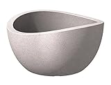 Scheurich Wave Globe Bowl, runde Pflanzschale aus Kunststoff, Taupe-Granit, 40 cm Durchmesser, 21 cm hoch, 12 l V