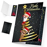 Weihnachtskarten Set (12 Stück) SANTA & RENTIER - edle Premium Klappkarten - ideal privat & geschäftlich - Frohe Weihnachten Karten von BREITENWER