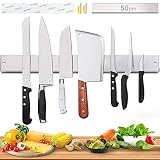 [Verbesserte 50cm] Magnetleiste Messer, Extra Starker Magnet Messerhalter aus Edelstahl, Magnetleiste Wandmontage, Selbstklebend Einfache Montage, Messerhalter Magnetisch Für Organisierte Kü