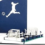 Pop Up Karte 'Fußballfan ' Blau & Weiß - 3D Fußball Geburtstagskarte & Einladungskarte zum Geburtstag für Fans von Schalke, Hamburg, B