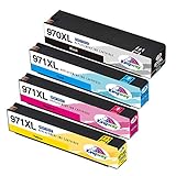 Kingway 970 971 XL Patronen Kompatible für HP 970XL 971XL Druckerpatronen Ersatz für HP Officejet Pro X476dw X576dw X451dw X551dw Patronen (1 Schwarz, 1 Cyan, 1 Magenta, 1 Gelb)