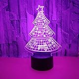 WFTBEJ 3D Nachtlicht Weihnachtsbaum-Muster 3D Illusion LED Lampe für Kinderzimmer Dekoration mit Fernbedienung 16 Farbwechsel Einzigartige Weihnachten Geburtstagsgeschenk für Mädchen Jung