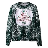HJHGJ Unisex Weihnachten T-Shirts Patchwork Brief Gedruckt Halbarm O-Ausschnitt Pullover Mode Neuheit Slim Fit Eng Leicht Dünn Herbst Winter Sweatshirts Paare Hoodies Sweater Tops, grün, XXXL
