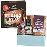 Gepp’s Feinkost Burgerbox Geschenkset I Gefüllt mit feinsten Grill- und BBQ-Saucen, Texas BBQ Rub und Brioche I Geschenkidee für Grillfeste und Burger-Abende für Papa, Freund und Ehemann (A0065)