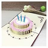 WANGYA Grußkarte 1 stücke Geburtstag Kuchen 3D Handgemachte Pop Up Laser Cut Postkarte Gruß Geschenkkarten Kraft Blank mit Umschlag Geburtstagsgeschenke 3D pop-up-grußk