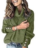 Sexy Dance Damen Grob Pullover Rollkragen Zopfmuster Pullover Winter Warm Tops Langarm Rollkragenpullover können XXL Armeegrü