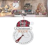 ZHANGKEKE Christmas Wooden Creative Countdown Holiday Calendar Pendant, Christmas Calendar Reusable Wooden Clock Pendant Decor,Countdown Hanging Ornaments for Door Wall Decorations (Santa Claus)