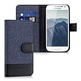 kwmobile Wallet Case kompatibel mit Samsung Galaxy S4 Mini - Hülle mit Ständer - Handyhülle Kartenfächer Dunkelblau Schw