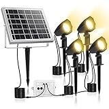 MEIHUA Solar Strahler 4 Stück Solar Gartenleuchte IP66 Wasserdichte, Solarlampen für außen mit Erdspieß, 3 Farbtemperatur einstellbar 2700K/4000K/6000K, für Gärten, Sträucher und B