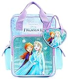 Disney Rucksack Schule, Frozen 2 Set mit Rucksack und Handtasche Mädchen, Glitzer Rucksack Kinder mit Anna und ELSA, Reise und Schule Zubehör, Disney Geschenke fü