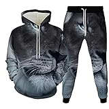 SSBZYES Herren Sweatshirt Sweatshirt Set Große Größe Herren Hoodie Jogginghose Paar Pullover Zweiteiliges Tier Wolf Print Sweatshirt S