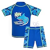 G-Kids Kinder Jungen Badeanzug Bademode Zweiteiliger UPF 50+ UV Schützend Schwimmanzug, Blau, 128/134