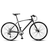 DJYD 30 Speed ​​Rennrad, Erwachsene Pendler Fahrrad, Leichte Aluminium-Straßen-Fahrrad, 700 * 25C ​​Räder, Rennrad mit Doppelscheibenbremse, Schwarz FDWFN (Color : Black)