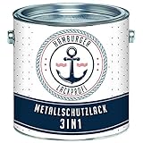 Metallschutzlack 3in1 SEIDENMATT Patinagrün RAL 6000 Grün Metallschutzfarbe 3-in-1 Grundierung, Rostschutz und Deckanstrich in Einem Metalllack Metallfarbe // Hamburger Lack-Profi (2,5 L)