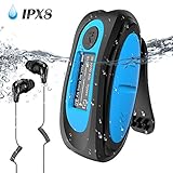 AGPTEK IPX8 Wasserdicht MP3 Player, 8GB HiFi MP3 Musik Player zum Schwimmen und Laufen, mit wasserdicht Kopfhörer, Audiokabel und 3 Paar Ohrstöpsel (L/M/S), unterstützt FM, Shuffle Funktion, B