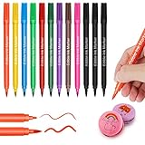 Lhedon 12PCS Lebensmittelfarbe Stifte Backen,Essbar Marker Pen,10 Farben,Essbare Markierungen, Lebenmittelstift Dual Tip Coloring Marker,Gourmet-Autoren Für DIY-Kuchendekoration,Kekse,O