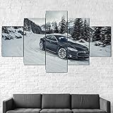 JUNZU 5 Teilig Leinwand Wanddeko Hd Bilder Leinwanddrucke - Modell S P85D Elektroauto- 5 Stück Leinwand Bilder Gemälde Modern Wohnzimmer Wohnkultur Geschenk 100*55Cm R